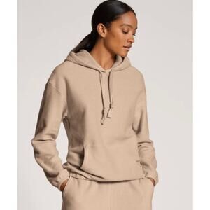 Calida The Home Hub Fleece Pullover Hoodie Sweatshirt Tan Women's Small